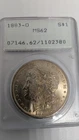 1883-O  PCGS MS 62 Morgan Silver Dollars OGH Uncirculated Rattler Holder (A)