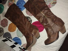 Not Rated Spiffy Tall Lace Embellished Sassy  Boots Size 9.5 (M) US Taupe Boots