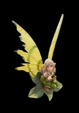 Mythical Goddess Green Earth Pixie Dust Fairy Blowing Crystal Bubble Statue 6"
