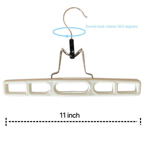 12 Pack White Premium Plastic Skirt Hangers Space Saving Pant Set With Clamp - Picture 2 of 6