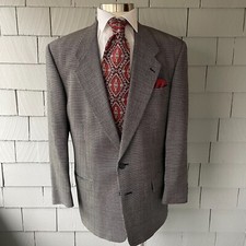 80s Vintage Givenchy Black White Weave 2-Button Mens Swanky Jacket Size 46