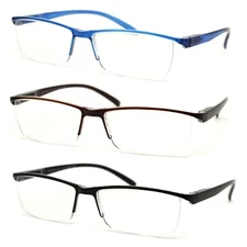 Classic Narrow Rectangular Half Rim Plastic Reading Glasses