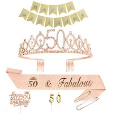 50th Birthday Gifts for Women Including 50th Crown/Tiara Sash Happy 50 Birthd...