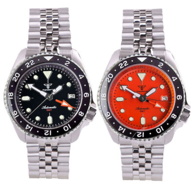 20ATM 42mm Tandorio Black dial NH34A GMT Automatic Mens Watch Ceramic Bezel