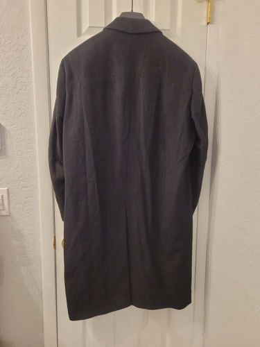 CHAPS MEN'S BLACK LONG OVERCOAT SIZE 40S PRE-OWNED - Picture 2 of 8