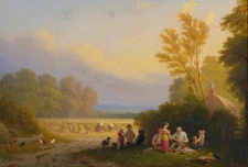 stunning oil painting handpainted on canvas-landscape with figures