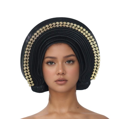 Women Hijab Cap Aso Oke African Headtie Auto Gele Nigerian Wedding Hat Head Wrap - Picture 11 of 34