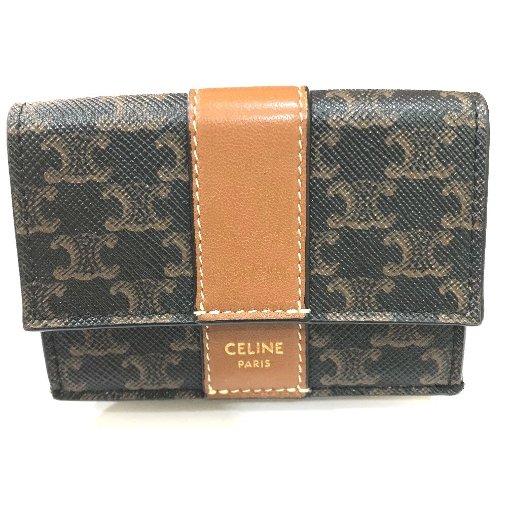 CELINE Triomphe Small trifold Compact wallet Trifold wallet PVC/Leather  Brown