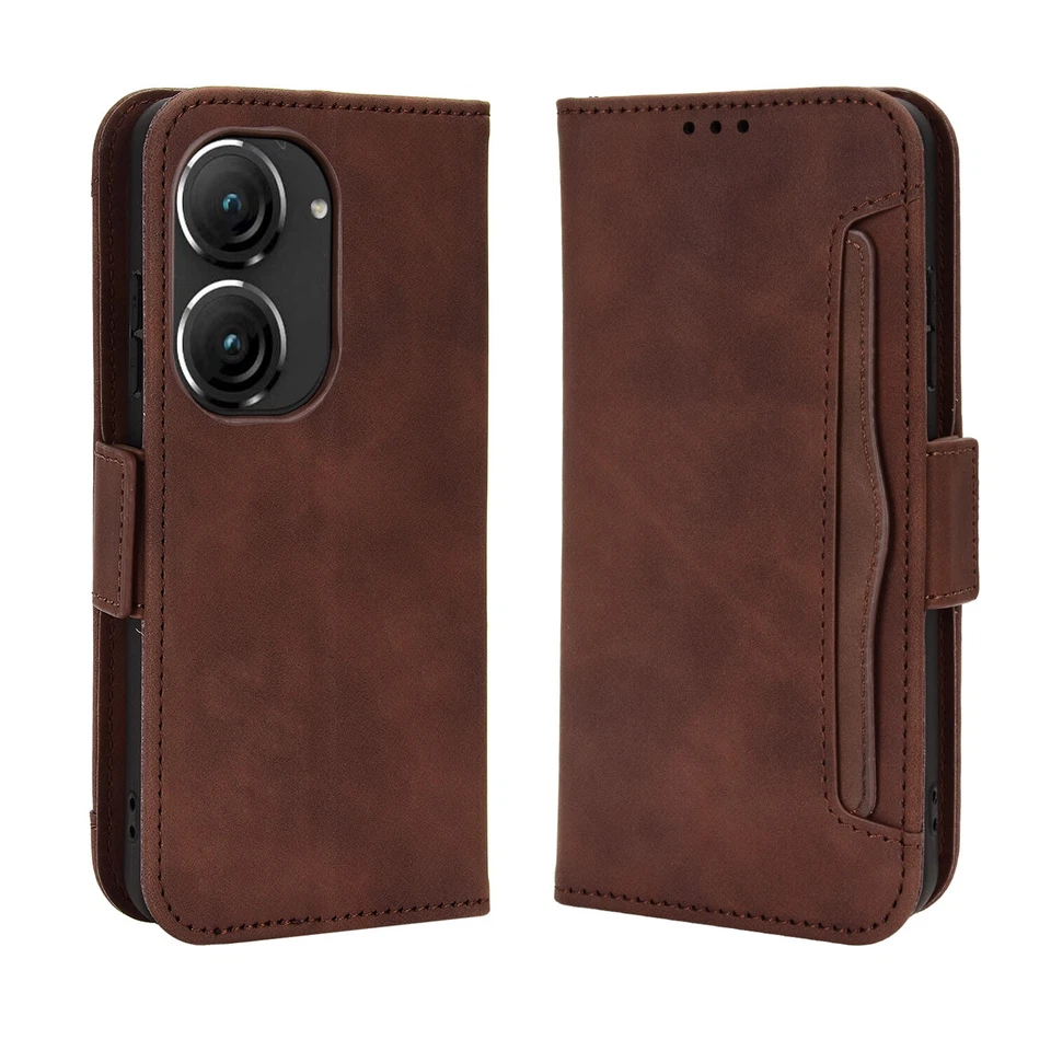 Funda tipo billetera de cuero retro para ASUS Zenfone 10 9 8Z 8 6 7 Pro + Protector de pantalla Foto 3 de 4