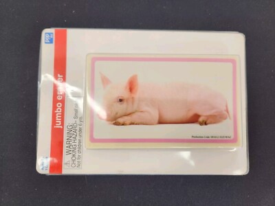 Jumbo Baby Pink Piglet real Pig Picture Pencil Eraser Pop by dci 3'' x 5'' CUTE!