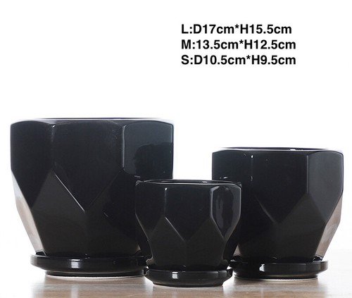 3 PCS POTS&TRAY 3 SIZE SET POTS HEAVY POTTERY CERAMIC FLOWER PLANT POTS 03 - Picture 9 of 17