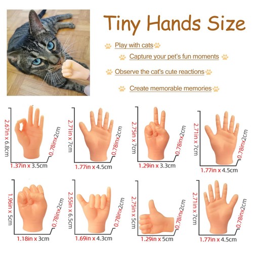 10 Pcs Mini Hands Funny Tiny Hands for Cat Finger Interactive Toys for Cat Paws - Picture 3 of 7