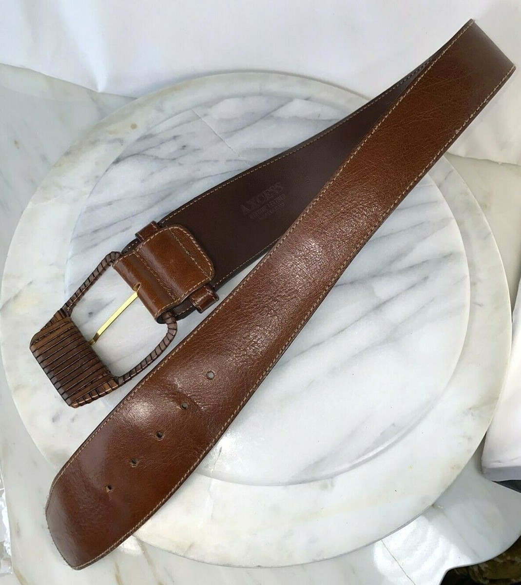 Brown Belt Woven Oversized Buckle Axcess Italy Genuine  display picture 1
