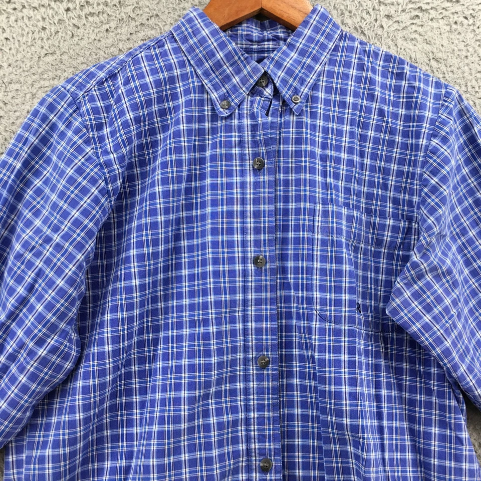 Camisa Roper con botones para mujer M azul a cuadros manga larga bolsillo logotipo bordado Foto 3 de 4