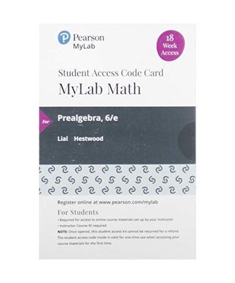Mylab Math With Pearson Etext -- 18 Week Standalone Access Card -- for Prealgebr