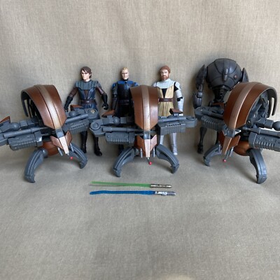 Star Wars: Clone Wars Action Figure Lot 9 SET Droideka Super Battle Droid Vizsla