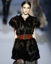 Etro Black Goat Skin Brown Sheepskin Fur Vest 40 4