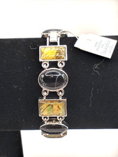 Bracciale Lia Sophia JERSEY MOON con pietra acrilica nera e abalone nuovo con etichette