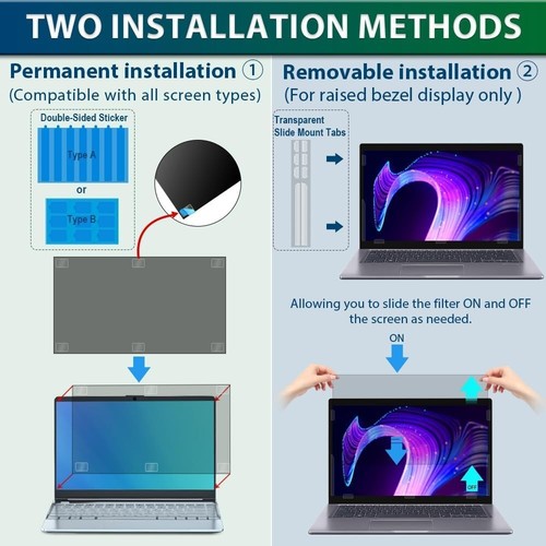 2-Pack 17.3 Inch Laptop Privacy Screen Filter - Anti-Glare, Blue Light Shield - Picture 7 of 10