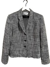 Le Suit White Black Tweed Jacket Sz 10