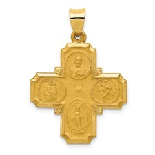 14K Gold Four Way Medal Charm Cruciform Cross Jewelry