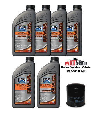 New V-Twin Bel-Ray Oil Change Kit 20w50 Primary/Transmission Oil