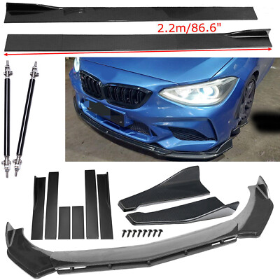 Carbon Fiber Front Bumper Lip Side Skirt+Strut Rods For 3 Series F30 F31 E90 E92