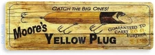 Yellow Plug Fishing Sign, Bait, Lure, Tackle, Fish, Tin Sign B693