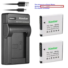 Kastar Battery Slim USB Charger for Canon Genuine NB-8L Original CB-2LA CB-2LAE