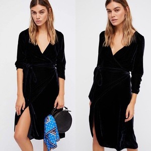navy velvet wrap dress