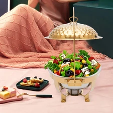 4.5L Round Stainless Steel Chafer, Buffet Servers and Warmers Set Warming Tray