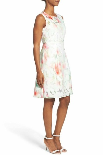 ELIE TAHARI 'Dorinda' ~ Ivory Floral Burnout Shift Party Dress 10 NEW $448 - Picture 4 of 12