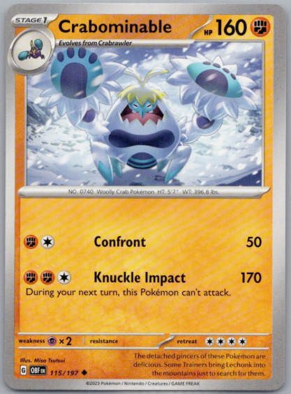 Pokemon - Obsidian Flames - 115/197 - Crabominable - NM/M