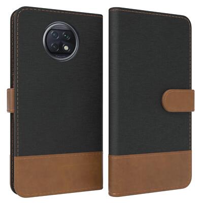 Für Xiaomi Redmi Note 9T Klappetui Denim Hülle EC Kartenfach Kunstleder Schwarz