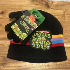 BOYS TMNT TEENAGE MUTANT NINJA TURTLES BEANIE  GLOVES SET - NEW