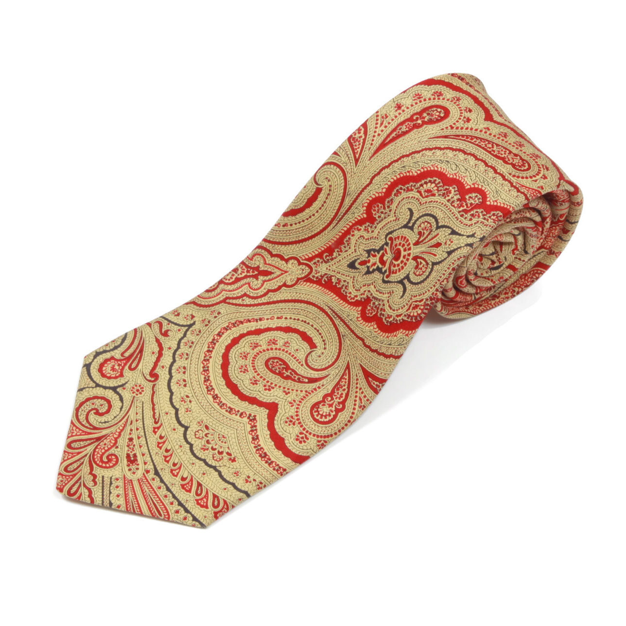 LIBERTY OF LONDON Snazzy Paisley Gold Red Men's Silk Skinny Neck Tie