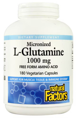 Natural Factors Micronized L-Glutamine 1000 mg, 180 Vegetarian Capsules