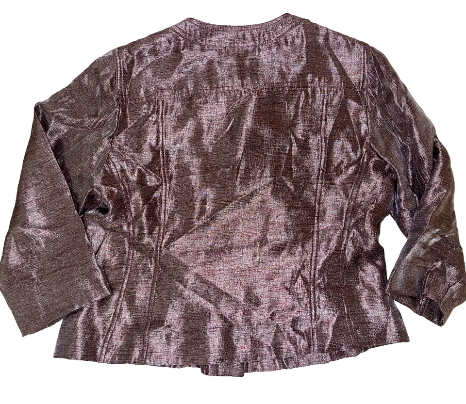 Chaqueta Blazer Ruby Rd Road Petite Borgoña Rojo Brillante Bolsillos Abotonados Talla 14 Foto 2 de 4