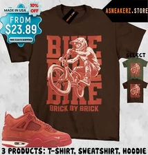 Shirt To Match AJ 4 OG Nigel Sylvester Brick by Brick Sneaker Tee 4s Bike Biker