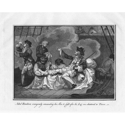 Admiral Bembow Kommandantruppen nachdem sein Bein zerschmettert wurde antiker Druck 1814