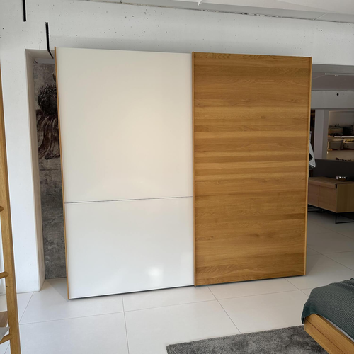 Team 7 Schwebetürenschrank Lunetto Eiche Naturöl Glas Naturweiß Matt - Bild 5 von 6
