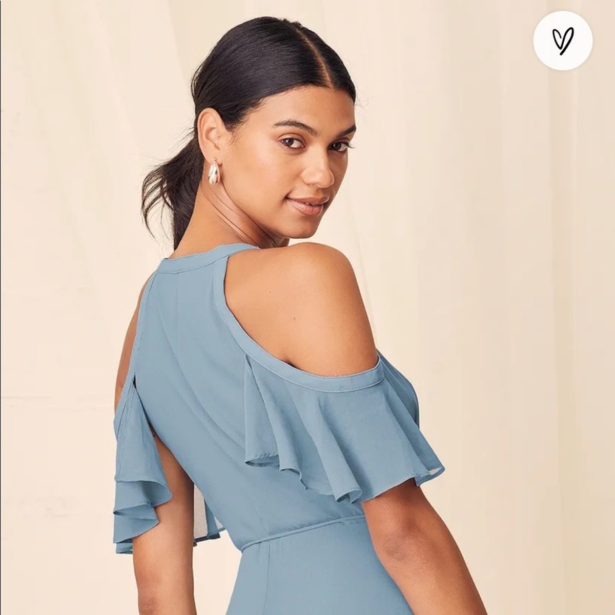 Lulu's Easy Listening Slate Blue Cold Shoulder Wrap Maxi Dress