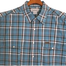 Carhartt Shirt Mens Large Pearl Snap Long Sleeve Button Up Turquoise Plaid