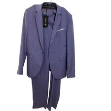 Mage Male Men's Lavender Suit Jacket Pants Set Size S Slim Fit Formal Business