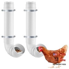 2 Set Automatic Chicken Feeder No Waste - 13 Pounds Large Capacity White-2 set