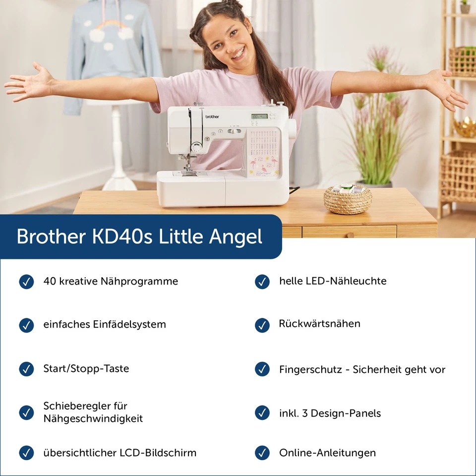 Brother KD 40S "Little Angel" Computer Nähmaschine Einsteiger (3 Design-Panels) - Bild 2 von 4