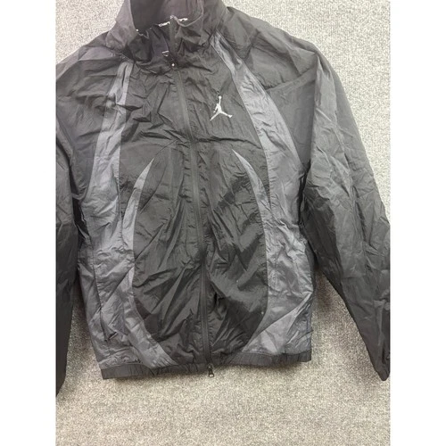Jordan Sport Windbreaker Jacket Mens Size Small Black Grey Full Zip Jumpman Logo