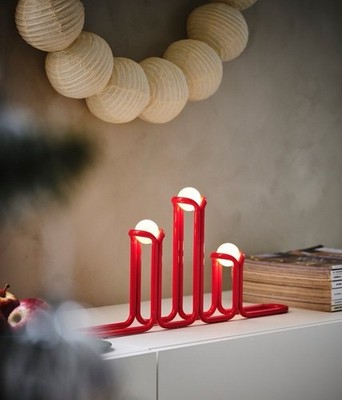 IKEA X Gustaf Westman Strala LED Candelabra, Metal Red