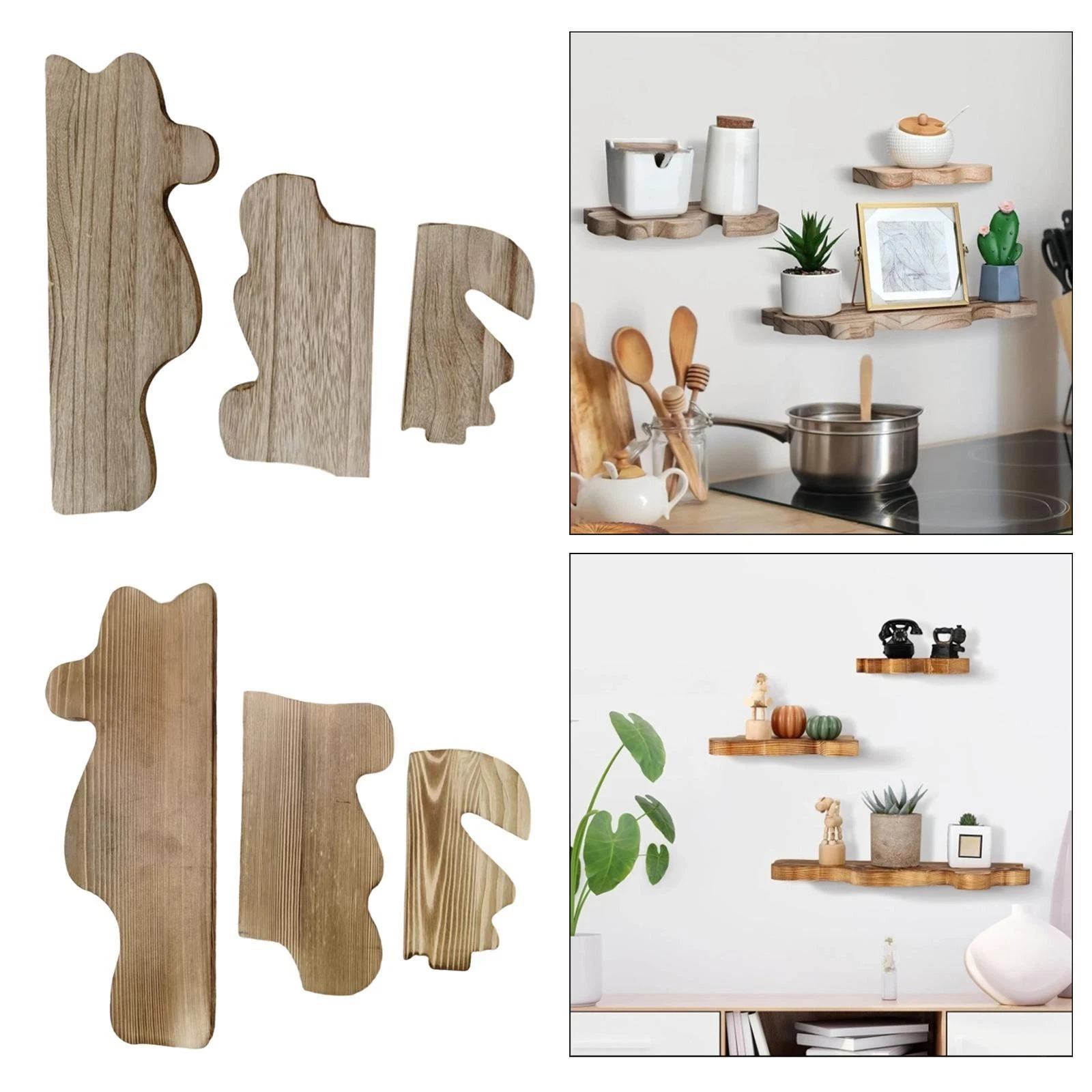 3Pcs Floating Shelves Wall Display Shelves Versatile Cloud Shaped Modern