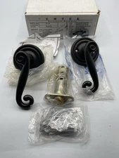 NEW Emtek Cortina Door Lever Passage Polished Brass Left Hand 8100 Back